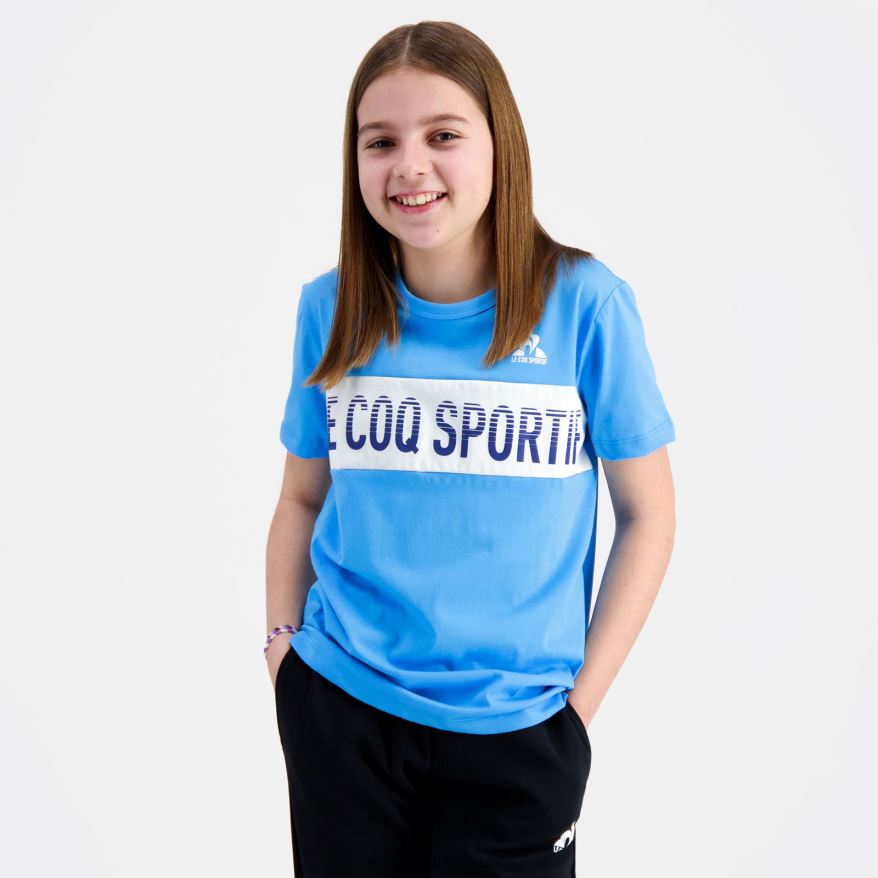 Le Coq Sportif roupas camiseta azul crianças 84V684379