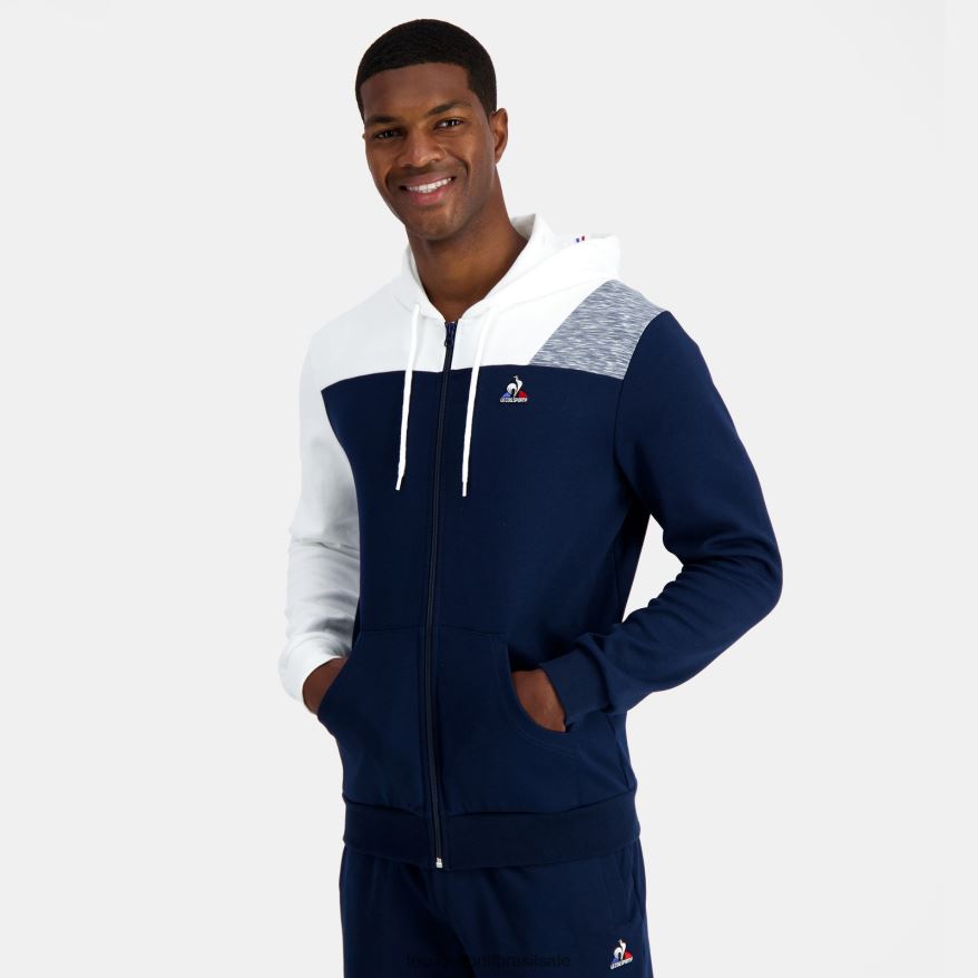 Le Coq Sportif roupas moletom com capuz e zíper azul homens 84V68422