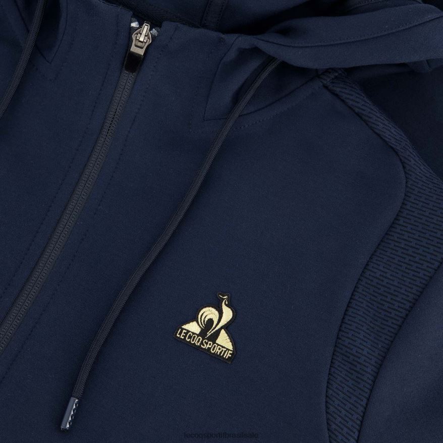 Le Coq Sportif roupas moletom com capuz e zíper azul homens 84V68469