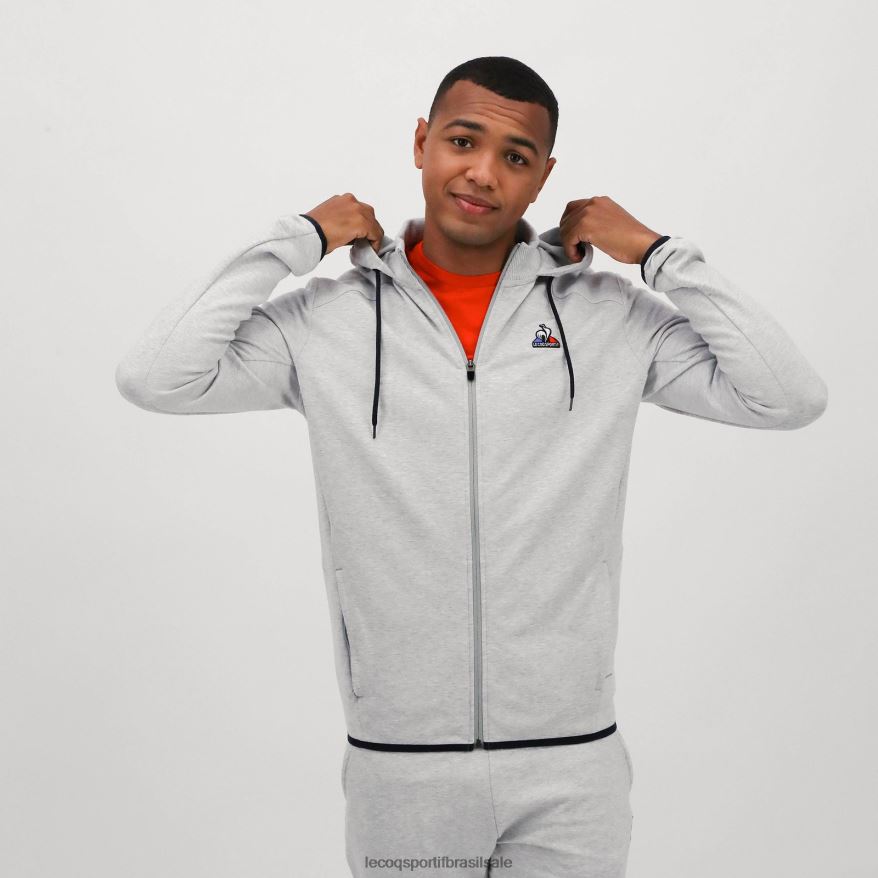 Le Coq Sportif roupas moletom com capuz e zíper cinza homens 84V684485