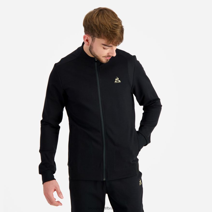 Le Coq Sportif roupas moletom preto com zíper homens 84V68472