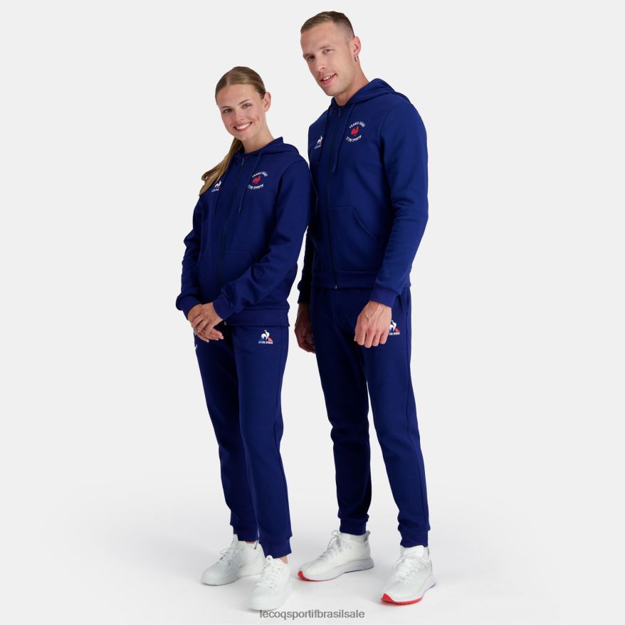 Le Coq Sportif roupas sweatshirt com capuz e fecho de correr - france rugby azul homens 84V68428