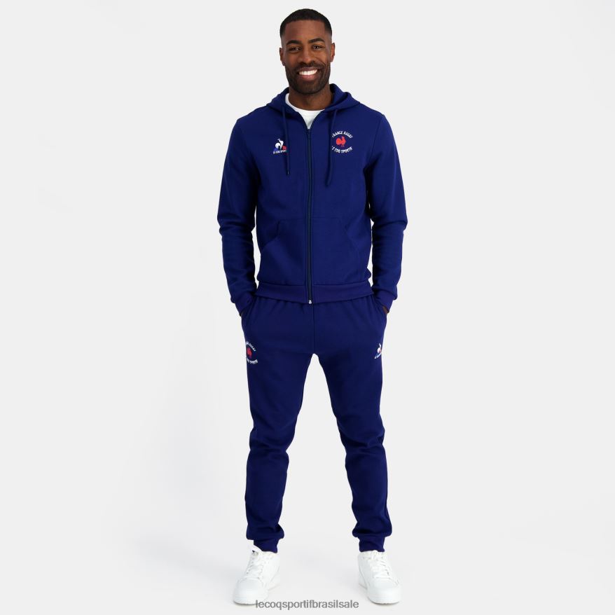 Le Coq Sportif roupas sweatshirt com capuz e fecho de correr - france rugby azul homens 84V68428