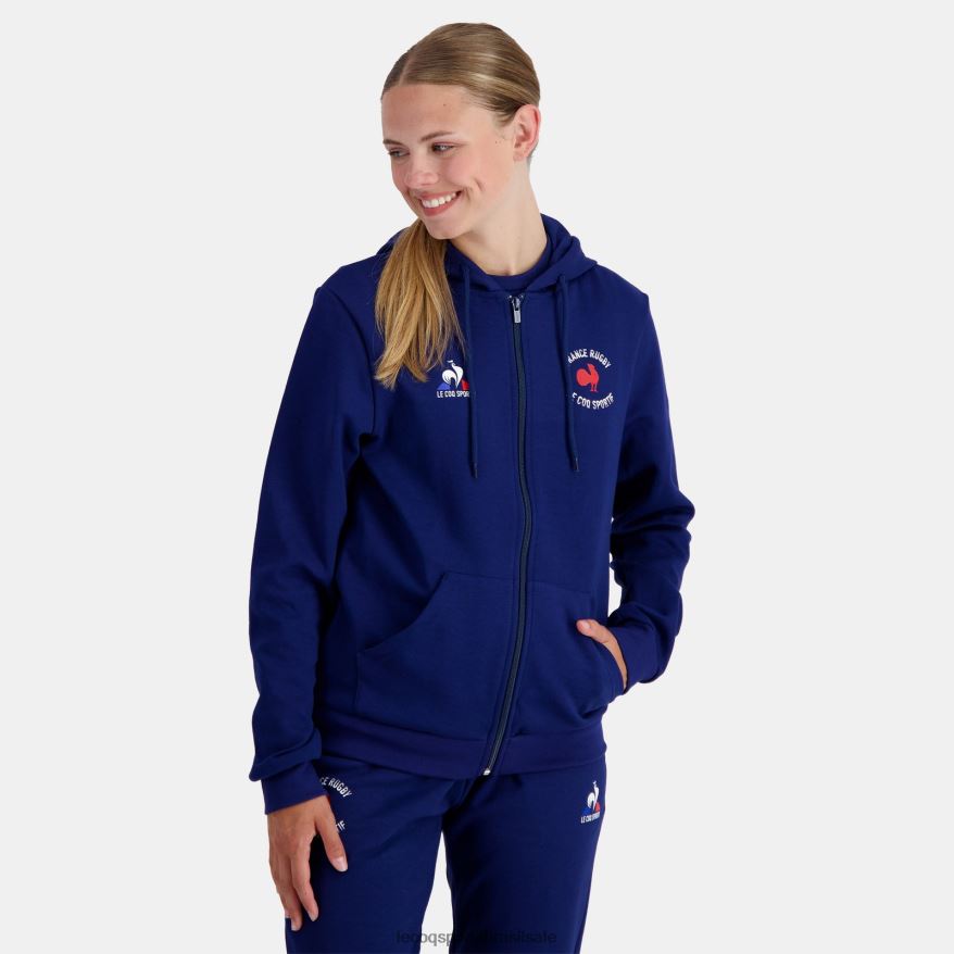 Le Coq Sportif roupas sweatshirt com capuz e fecho de correr - france rugby azul homens 84V68428