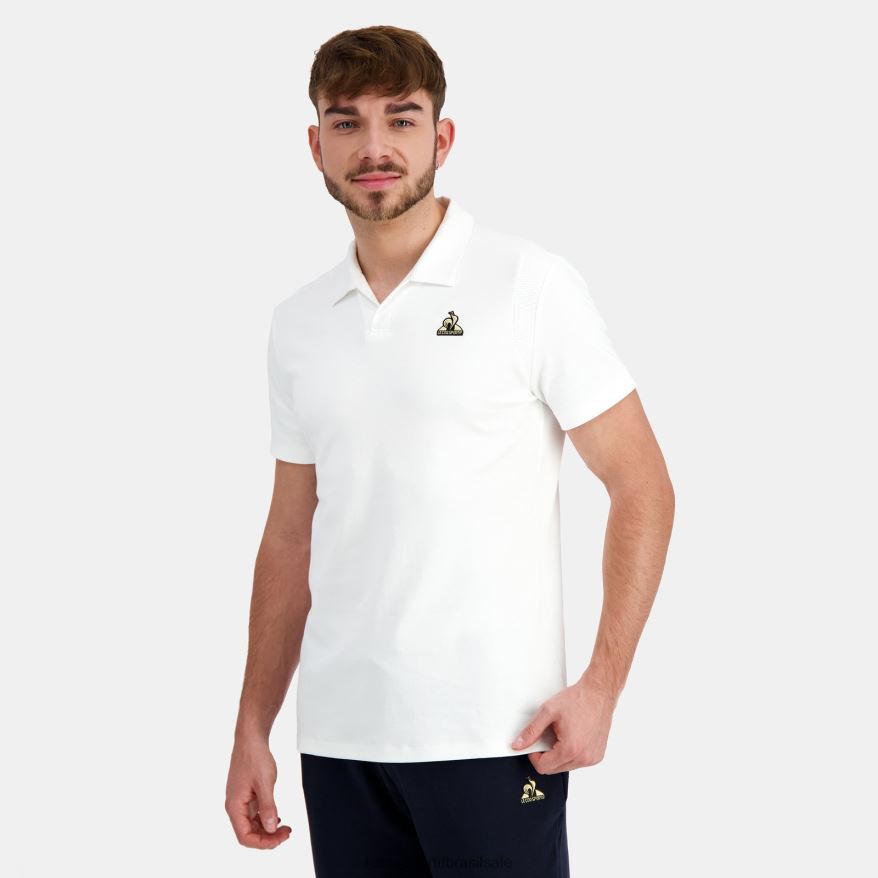 Le Coq Sportif roupas polo de algodão branco homens 84V684128