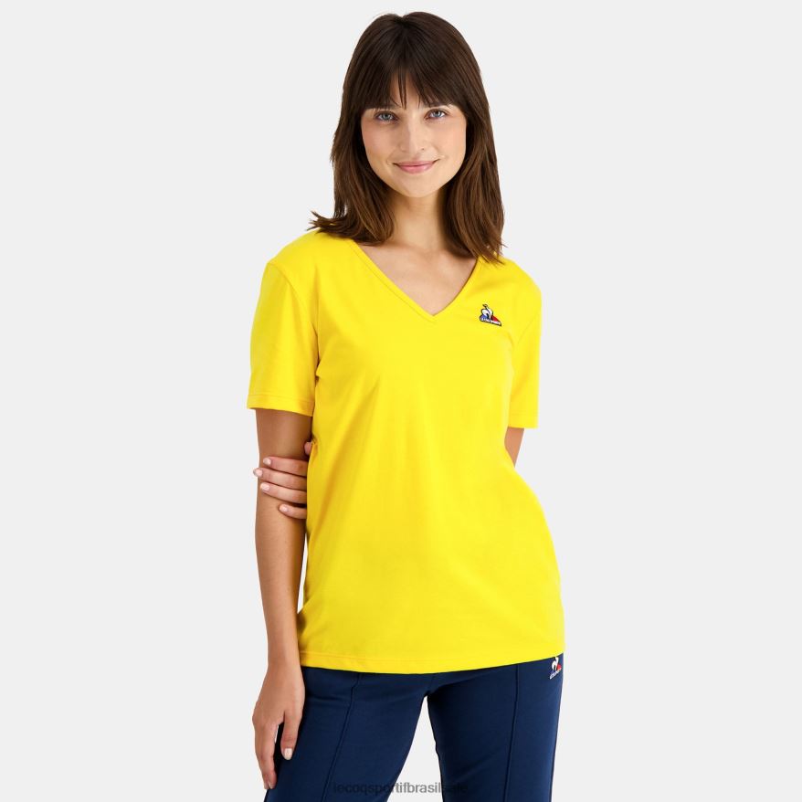 Le Coq Sportif roupas camiseta amarela mulheres 84V684594