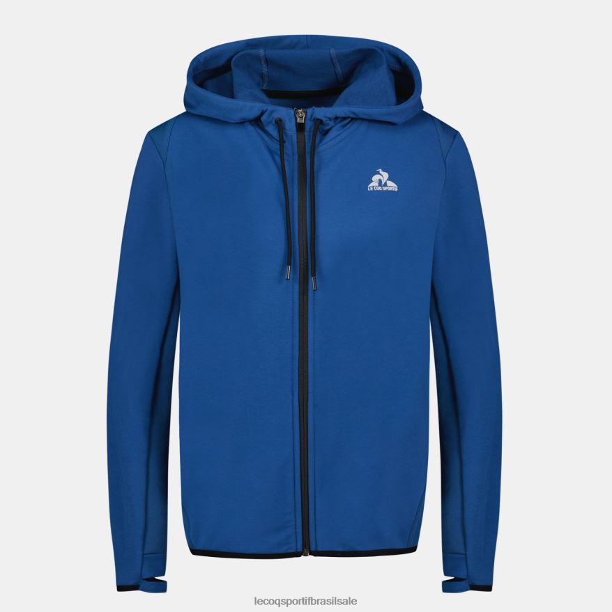 Le Coq Sportif roupas moletom com capuz e zíper azul mulheres 84V684315