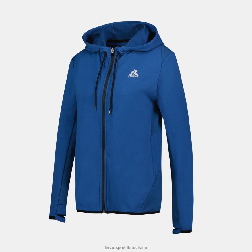 Le Coq Sportif roupas moletom com capuz e zíper azul mulheres 84V684315