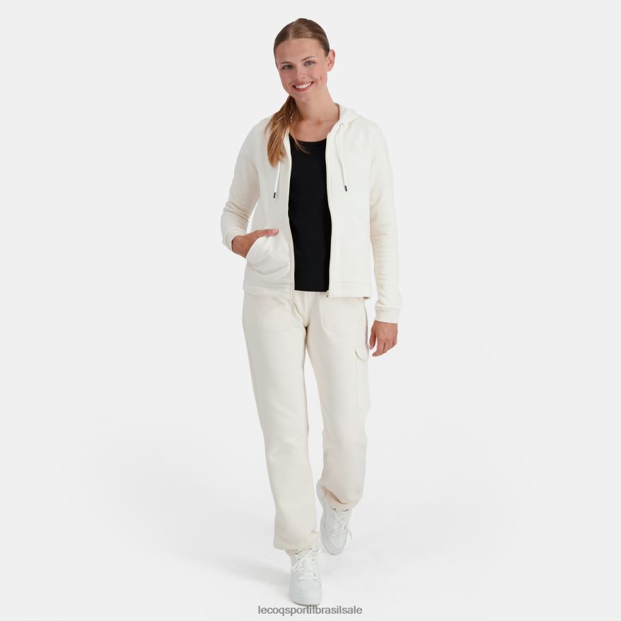 Le Coq Sportif roupas moletom com capuz e zíper branco mulheres 84V684309