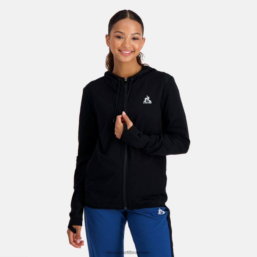 Le Coq Sportif roupas moletom com capuz e zíper preto mulheres 84V684316