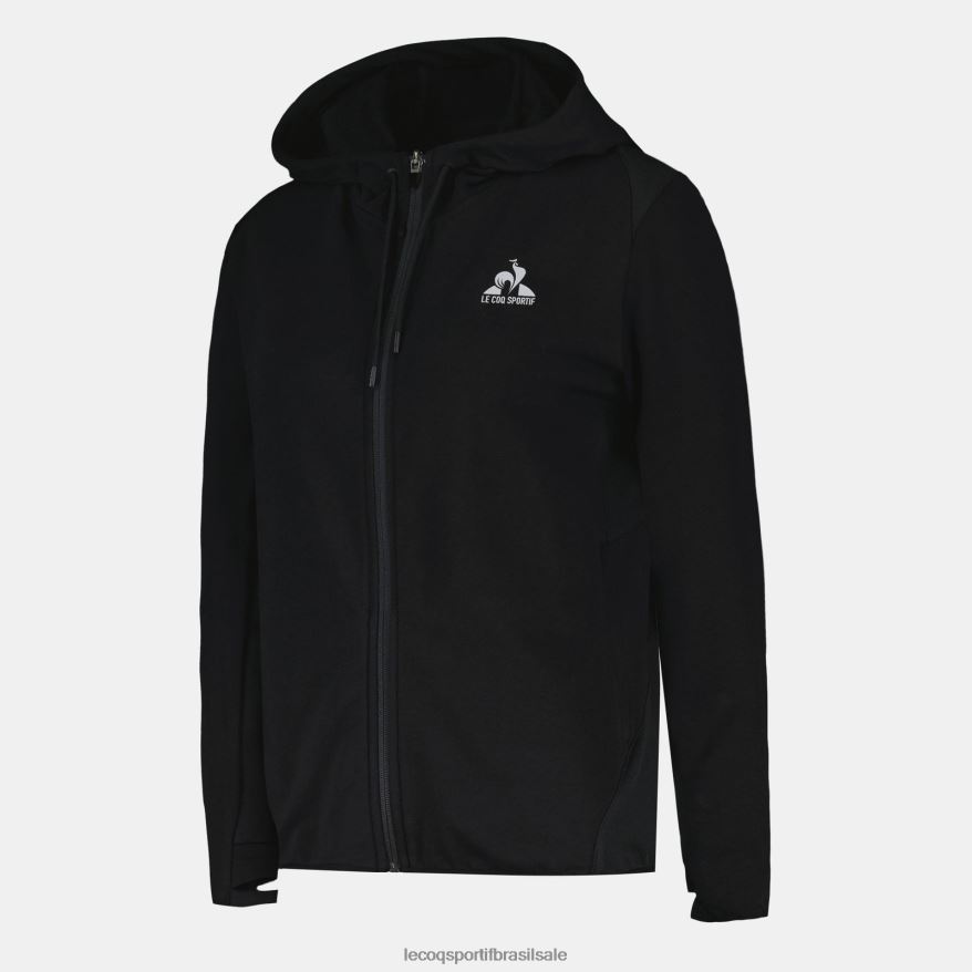 Le Coq Sportif roupas moletom com capuz e zíper preto mulheres 84V684316