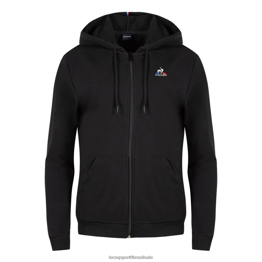 Le Coq Sportif roupas moletom com capuz e zíper preto mulheres 84V684319