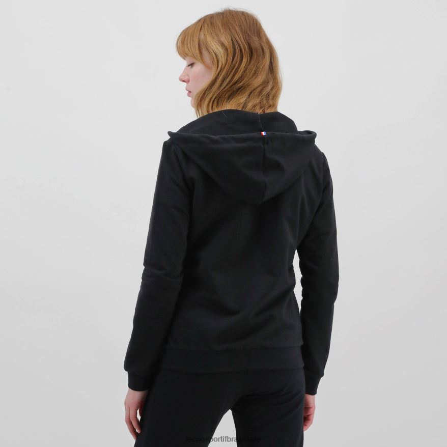 Le Coq Sportif roupas moletom com capuz e zíper preto mulheres 84V684319
