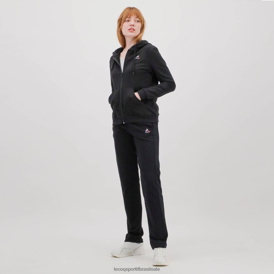 Le Coq Sportif roupas moletom com capuz e zíper preto mulheres 84V684319